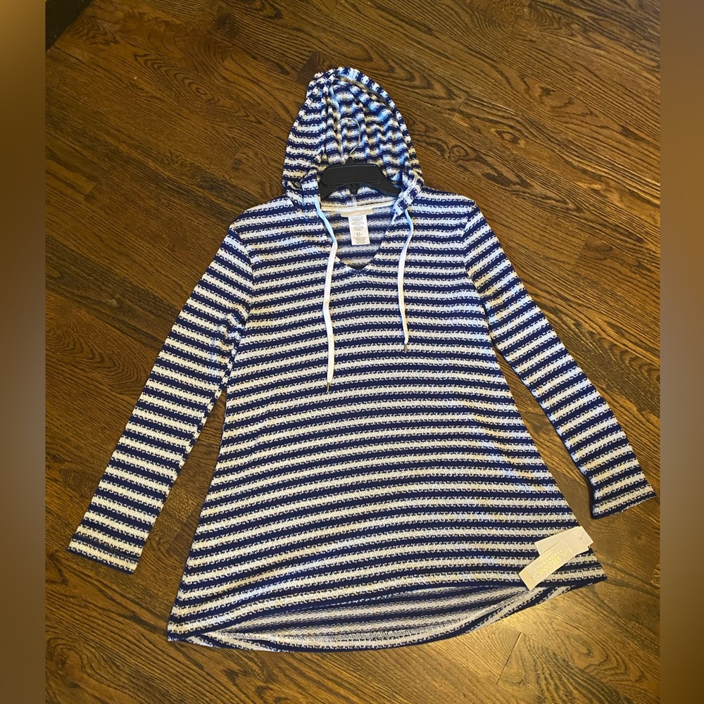 La Blanca blue and white Striped Coverup